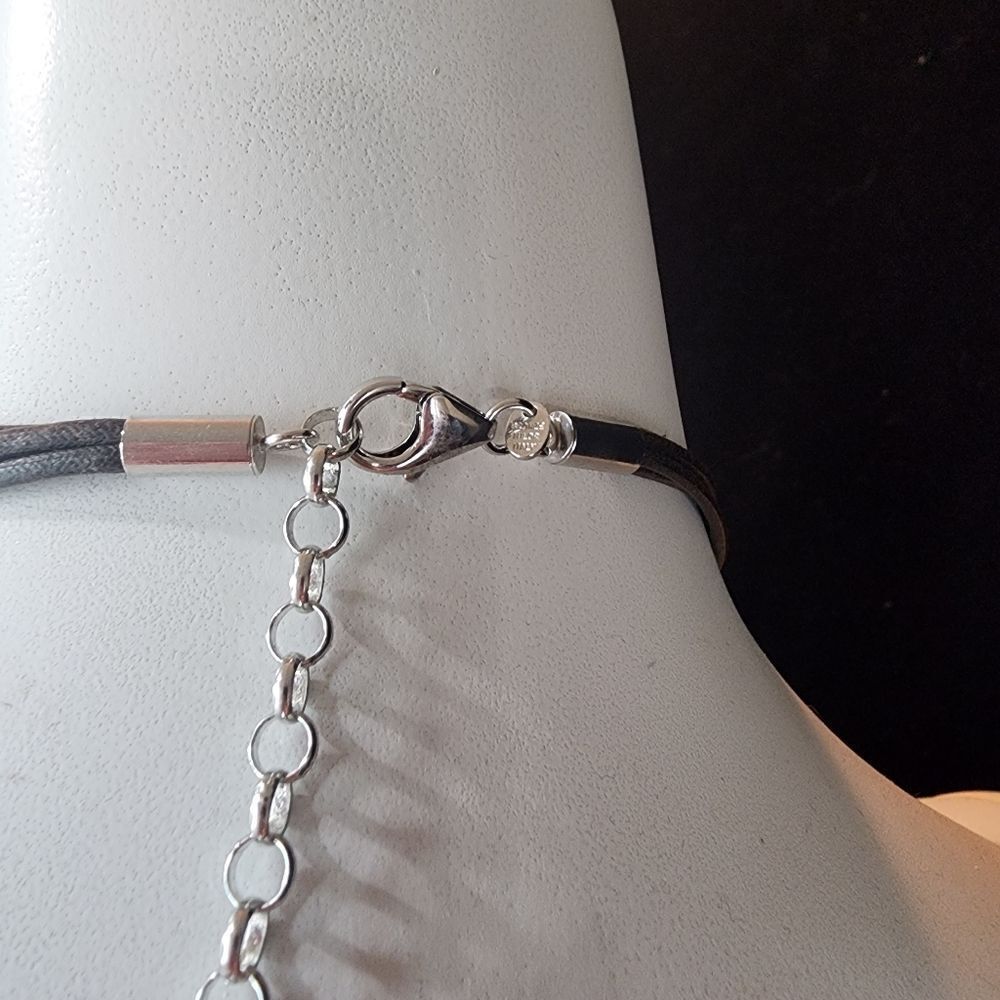 Bronze Milor Italy Silver & Brown Braided Cord Necklace - Picture 3 of 4